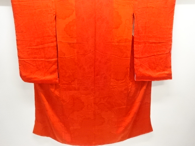 JAPANESE KIMONO / ANTIQUE JUBAN / SILK / MON KINSHA / WOVEN CLOUDS & BIRDS